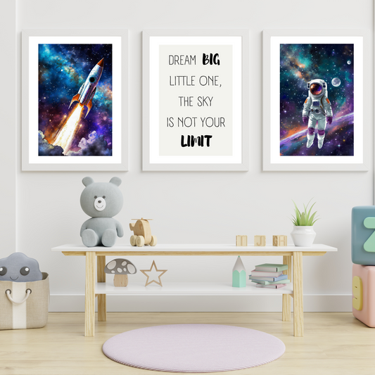 Dream Big Little One. Space Prints for Children's Room.