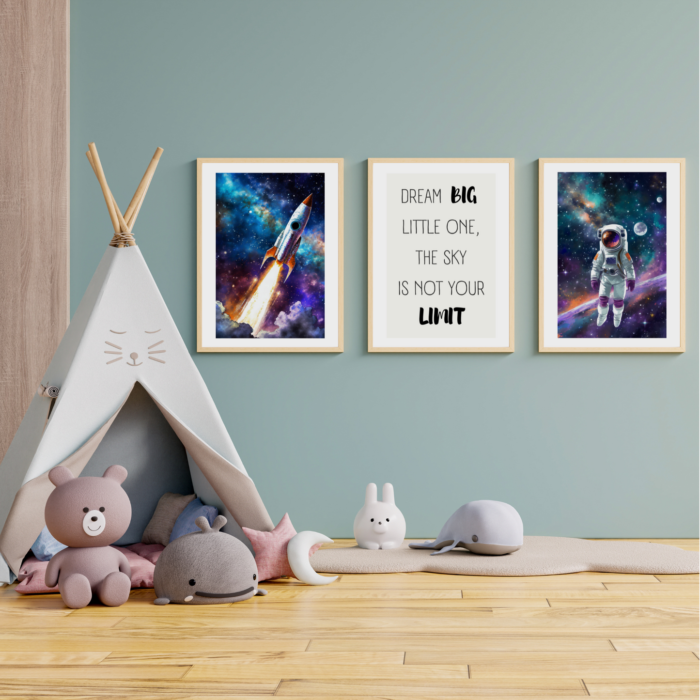 Dream Big Little One. Space Prints for Children's Room.