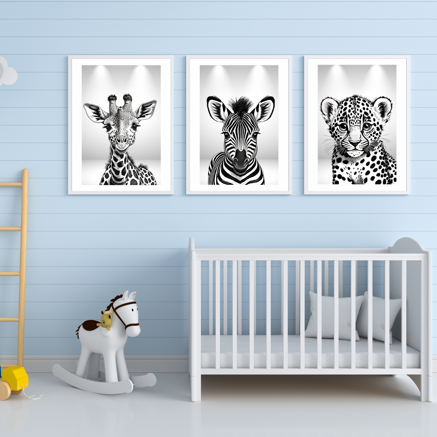 'Under The Spotlight' Safari Nursery Print - set of 3