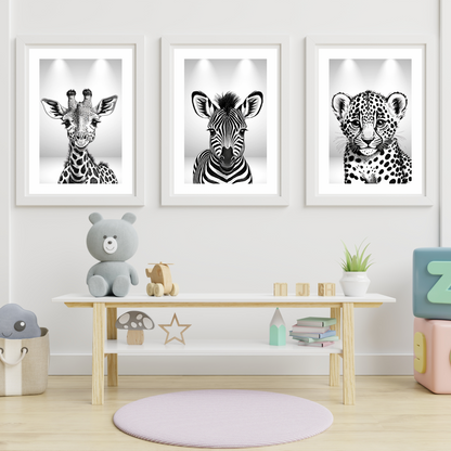 'Under The Spotlight' Safari Nursery Print - set of 3