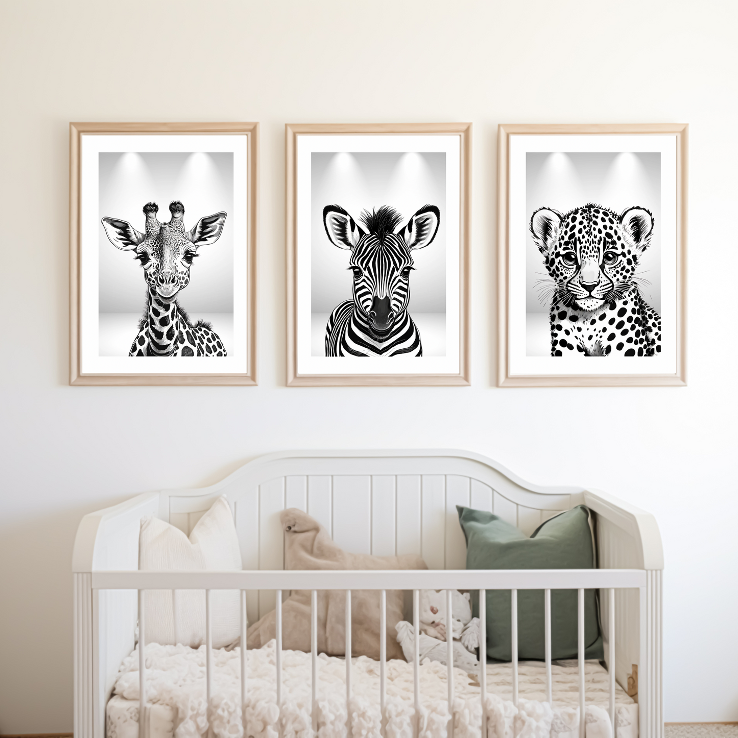 'Under The Spotlight' Safari Nursery Print - set of 3